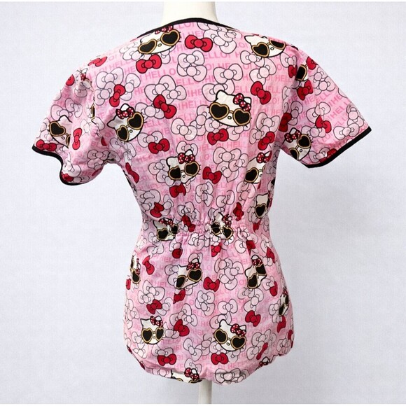 Hello Kitty Pink Nurse Scrub Medical Care Top Small Cute Sunglasses Bow Kawaii - Picture 3 of 7